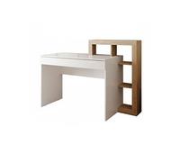 Bureau ALTOBUY ARTURO 1 tiroir étagères décalées blanc laqué aspect bois 138x50xH100cm Blanc