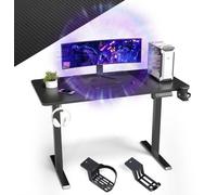 Bureau assis-debout à réglage électrique - Bureau de travail 120 x 60 cm - Structure télescopique en deux parties - Noir