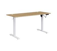 Bureau assis debout électrique ELAVANO - MDF et métal - 140x60 cm - Naturel et blanc