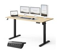 Bureau Assis Debout Électrique - SENSE7 - NOJO Light - 140 x 70 cm - Réglable en hauteur - Design scandinave - Blanc Marron Clair