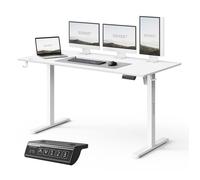 Bureau Assis Debout Électrique - SENSE7 - NOJO Light - 140 x 70 cm - Réglable en hauteur - Design scandinave - Blanc mat
