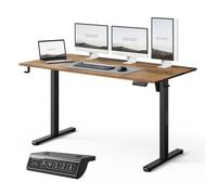 Bureau Assis Debout Électrique - SENSE7 - NOJO Light - 140 x 70 cm - Réglable en Hauteur - Design scandinave - Noir Marron Foncé
