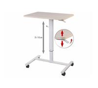 General Office Bureau assis/debout manuel avec roulettes - aspect bois