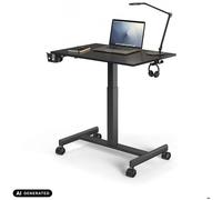 Bureau assis-debout - hjh OFFICE - Stand K - Noir - Panneau MDF cadre en acier