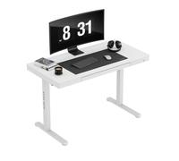 Bureau Assis Debout MARK ADLER LEADER 8.2 Blanc, Bureau Electrique, Ergonomique, PC Gaming, 3 Hauteurs de Mémoire, 2xUSB,