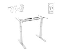 Bureau assis/debout motorisé Kimex 150x75 cm, hauteur 62-128 cm, plateau blanc / base blanche, connecté