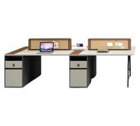 Bureau au design moderne pour 4 personnes, mobilier de bureau gris en bois