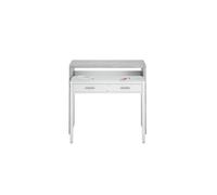 Bureau avec 1 etagere / niche et 2 tiroirs coloris Blanc Artik / Ciment en melamine - Dim: 88 x 99 x 36 cm --