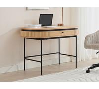 Bureau avec 1 tiroir - Placage chêne - Coloris : Naturel et noir - CARDIONA