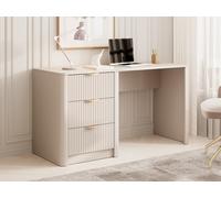 Vente-unique - Bureau avec 3 tiroirs - Beige et doré - ELONARIA - avec Rangement