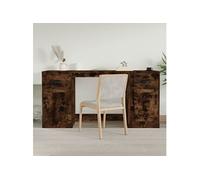 Bureau avec armoire chêne fumé bois d'ingénierie