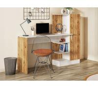 Bureau d'étude moderne - CT2 - Pin atlantique / Blanc - 152,3 x 95 x 50 cm