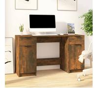 Bureau avec armoire latérale - vidaXL - Chêne fumé - Bois d'ingénierie - 100x50x75 cm - 33,5x50x75 cm