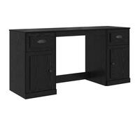 Bureau avec armoire - vidaXL - Chêne noir - 154,5x50x75 cm - Bois d'ingénierie - Avec tiroir - Porte à charnières