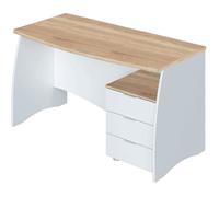 Bureau avec caisson de 3 tiroirs coloris blanc artic - chêne canadien - Hauteur 74 x Longueur 136 x Profondeur 67 cm