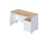Pegane Bureau professionnel avec caisson - Blanc et chêne