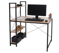 Mendler Bureau avec étagère HWC-K81 100x60cm métal bois naturel