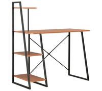 Bureau Avec Étagère Noir Et Marron 102x50x117 Cm