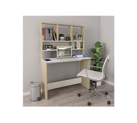 Bureau avec étagères blanc chêne sonoma 110x45x157 cm aggloméré G