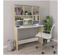 Bureau avec étagères blanc chêne sonoma 110x45x157 cm aggloméré