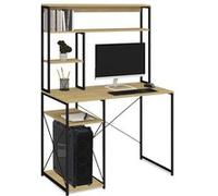 Bureau avec étagères de rangement DETROIT design industriel Bois G