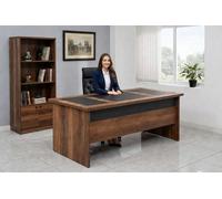 Bureau avec finition en cuir et un plan de travail spacieux