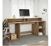Bureau avec LED style moderne gaming - Chêne artisanal - Bois d'ingénierie - 200 x 55 x 91 cm - pour setup gaming et télétravail
