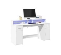 vidaXL Bureau avec LED - Blanc