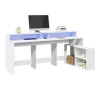 vidaXL – Bureau blanc avec lumières LED 200×104×91 cm en bois d'ingénierie
