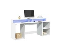 Bureau avec lumières LED blanc 200x55x91 cm bois d ingénierie