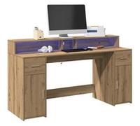 vidaXL Bureau avec LED chêne artisanal