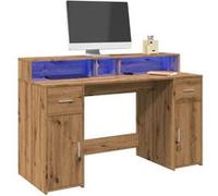 vidaXL Bureau avec lumières LED chêne artisanal bois d'ingénierie Marron