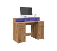 vidaXL Bureau avec lumières LED chêne artisanal bois d'ingénierie Marron
