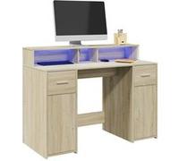 vidaXL Bureau avec lumières LED chêne sonoma bois d'ingénierie Marron