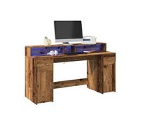 vidaXL Bureau en bois d'ingénierie vieux bois avec lumières LED Marron