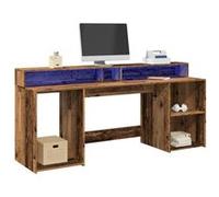 Bureau avec lumières LED vieux bois bois d ingénierie