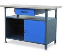 Bureau avec plateau Bureau avec tiroir Compartiment verrouillable Pieds réglables Capacité de charge jusqu'à 400 kg Métal 120 cm x 60 cm x 85 cm Couleur : bleu anthracite