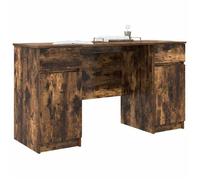 Bureau avec portes - CLARENCE - Chêne fumé - 140x49x76 cm - Bois d'ingénierie - Finition mate - Grand espace de stockage