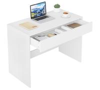 Bureau avec Rangement, Bureau Informatique avec 1 Grand Tiroir, Table pour Chambre, Studio, 100x50x75cm, Blanc