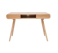 Bureau avec rangement en bois clair et cannage l120 cm olympe