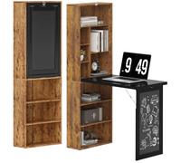 Bureau avec rangement - HOMCOM - pliable - bibliothèque poste de travail tableau noir étagère réglable - MDF - 98x51x153cm - marron