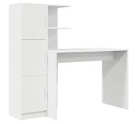 vidaXL Bureau 2 pcs – Blanc, Bois d'ingénierie, 102x50x124 cm, 6 étagères, 2 portes, design moderne