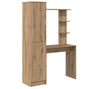 vidaXL Bureau 2 pcs Chêne Artisanal, Bureau Moderne, Espace d'écriture, Table d'ordinateur Design, Robuste et Fonctionnel