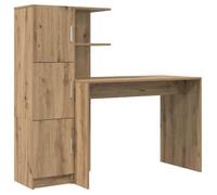 vidaXL Bureau avec rangement Chêne artisanal, bois d'ingénierie, 102x50x124 cm, 6 étagères 2 portes