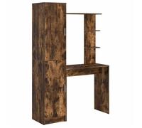 Bureau avec rangement - vidaXL - Chêne fumé - Bois d'ingénierie - 78.5x37x154.5 cm - 6 étagères - 2 portes