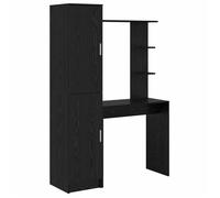 Bureau avec rangement - vidaXL - Chêne noir - Bois d'ingénierie - 78.5x37x154.5 cm - 43.57 kg - 6 étagères - 2 portes