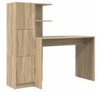 Bureau avec rangement - vidaXL - Chêne sonoma - 102x50x124 cm - Bois d'ingénierie - 6 étagères - 2 portes