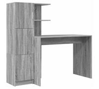 vidaXL Bureau Sonoma Gris - 102x50x124 cm, Bois d'ingénierie, 6 étagères, 2 portes, 2 pièces