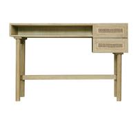 Bureau avec rangements 2 tiroirs bois clair et cannage rotin L120 cm GALINA