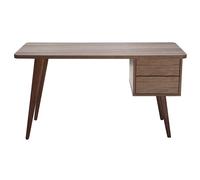 Bureau avec rangements 2 tiroirs bois foncé noyer L140 cm FIFTIES